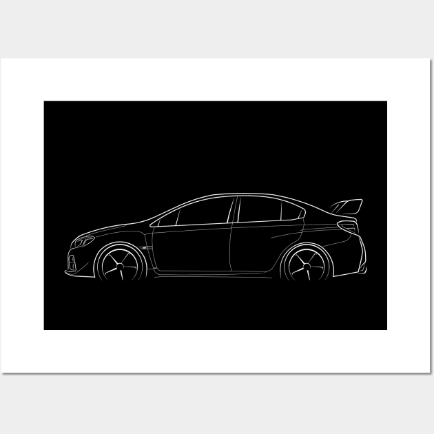 Subaru Impreza WRX STI - profile stencil, white Wall Art by mal_photography
